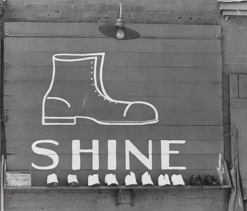 Shoeshine Sign in Southern Town, 1936