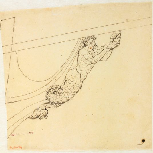 Figure de proue, sirène atlante soufflant dans une conque marine