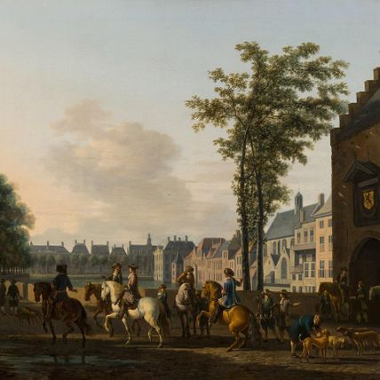 A Hunting Party near the Hofvijver in The Hague, seen from the Plaats