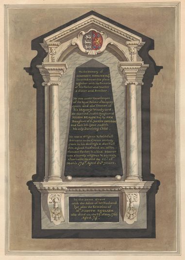 Memorial to Somerset English, his wife Judith, his mother, his father, a sister, and a brother from Hampton Church