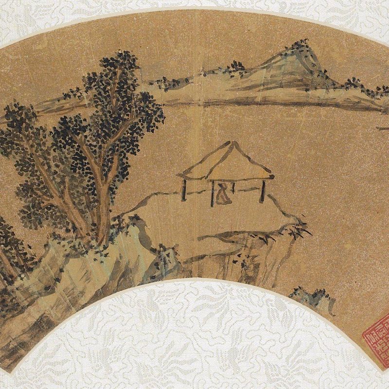 Seated Scholar under a Cliff Side Pavilion