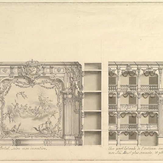 Elevation of Proscenium According to New Design and Lateral View of Boxes