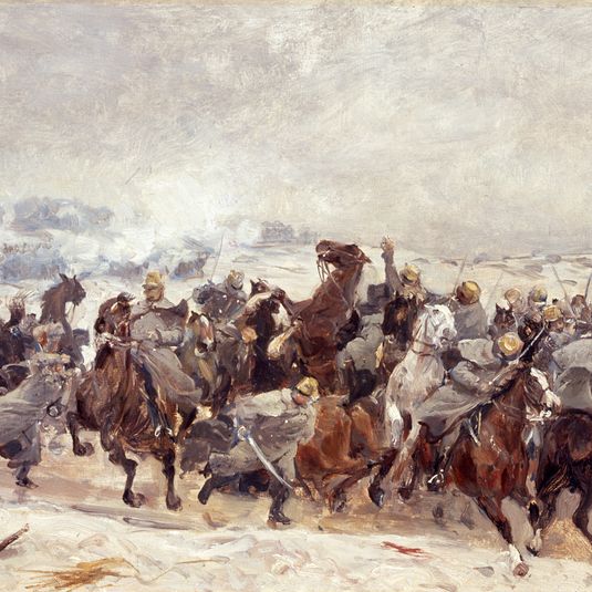 The attack of the Liechtenstein hussars during the skirmish at Sankelmark