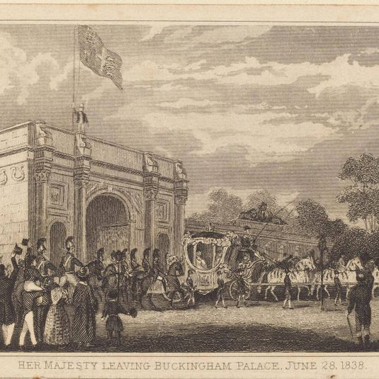 Her Majesty Leaving Buckingham Palace, June 28, 1838 [left half]