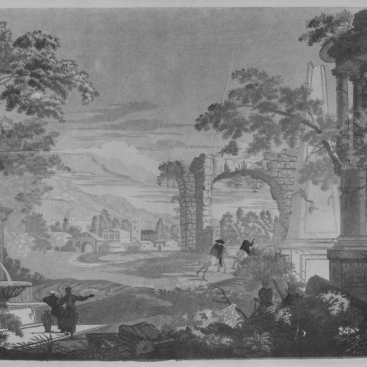 Heroic Landscape with Watering Place, Riders, and Obelisk