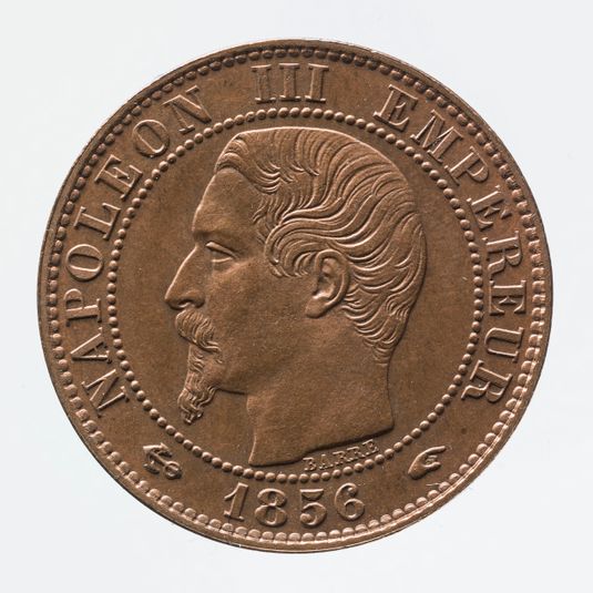 Pièce de 5 centimes en cuivre de Napoléon III, 1856