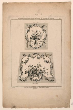 Designs for Tapestry Chair Seats, Plate 1 from "Cahier de Cartouches et Ornemens de l'Oeuvre de Ranson"