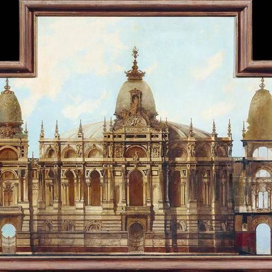 Entwurf für einen Palast: Rückseite und Grundriss