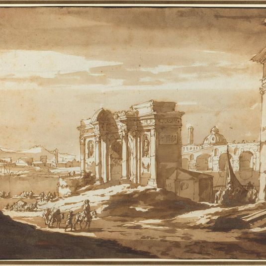A Capriccio View of Roman Ruins along the Tiber