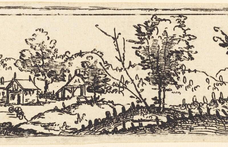 Landscape with Six Single Trees and Three Small Farm-Houses