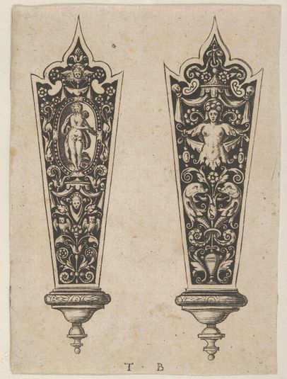 Design for Knife Handles with the Death of Lucretia and Grotesques