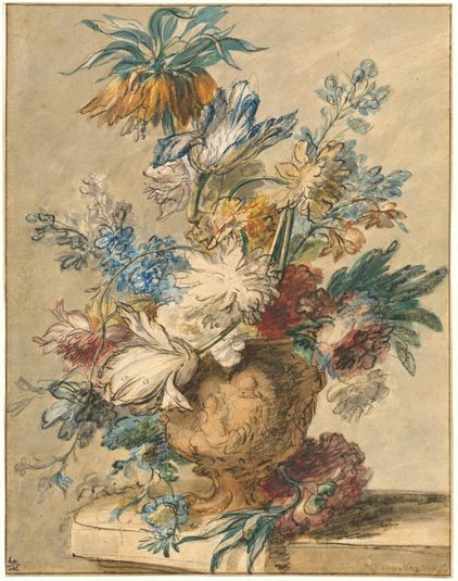Bouquet of Spring Flowers in a Terracotta Vase