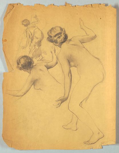 Study of Bending Nude Figure