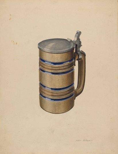 Stoneware and Pewter Beer Mug