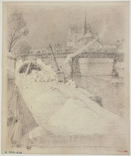 La construction du Pont de la Tournelle, 1926