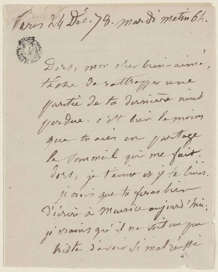 Juliette Drouet à Victor Hugo, 24 décembre mardi matin 6h 1878