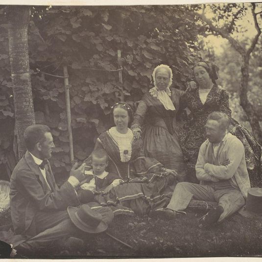 [Three Women,Two Men, and a Child on a Picnic]