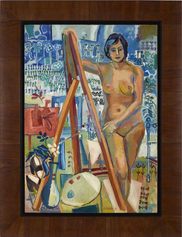 A nude leaning on an easel (Souad)