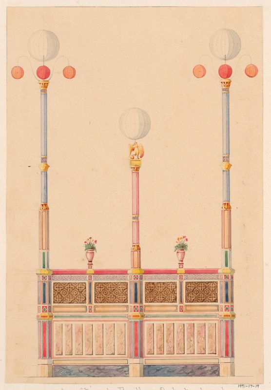 "Un des cotes du Pavillon orchestre dans le Jardin des Tuileries, en Juillet 1838"
