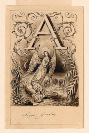 Design for the letter A of a primer: Ange Gardien (Guardian Angel)