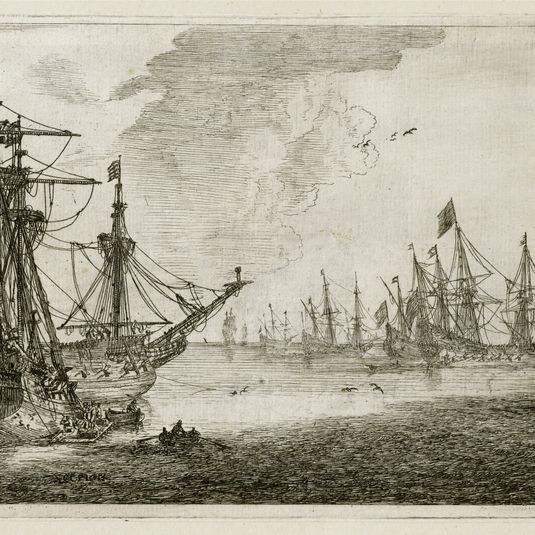 Plusieurs vaisseaux et navire-marchands n°3 : flotte de navire-marchand, à l'ancre (Hollstein 90)