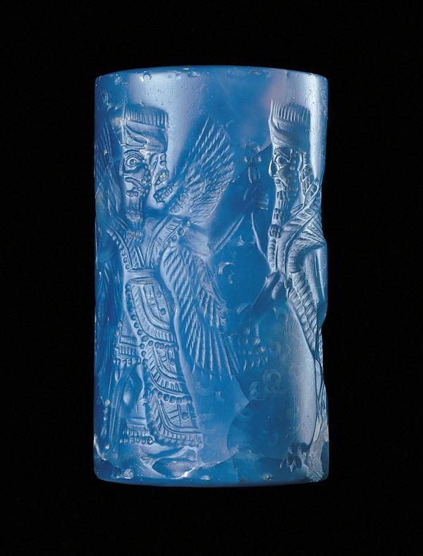 Cylinder Seal with Winged Genius and Human-headed Bulls