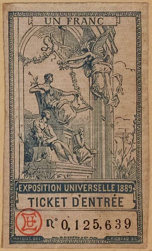 Exposition universelle de 1889. Ticket d'entrée.