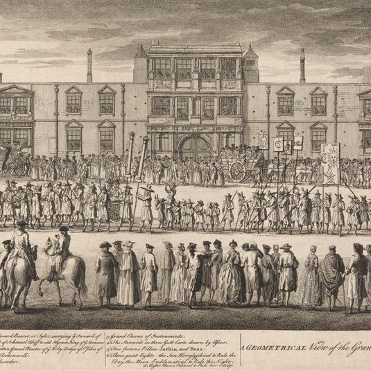 A Geometrical View of the Grand Procession of the Scald Miserable Masons, Designed as they were Drawn up over against Somerset House, in the Strand, on the 27th April, Ano 1742