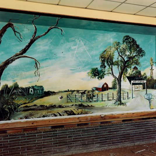 Mural of a homestead in a boys' school in Petitt, western Texas, March 14, 1994
