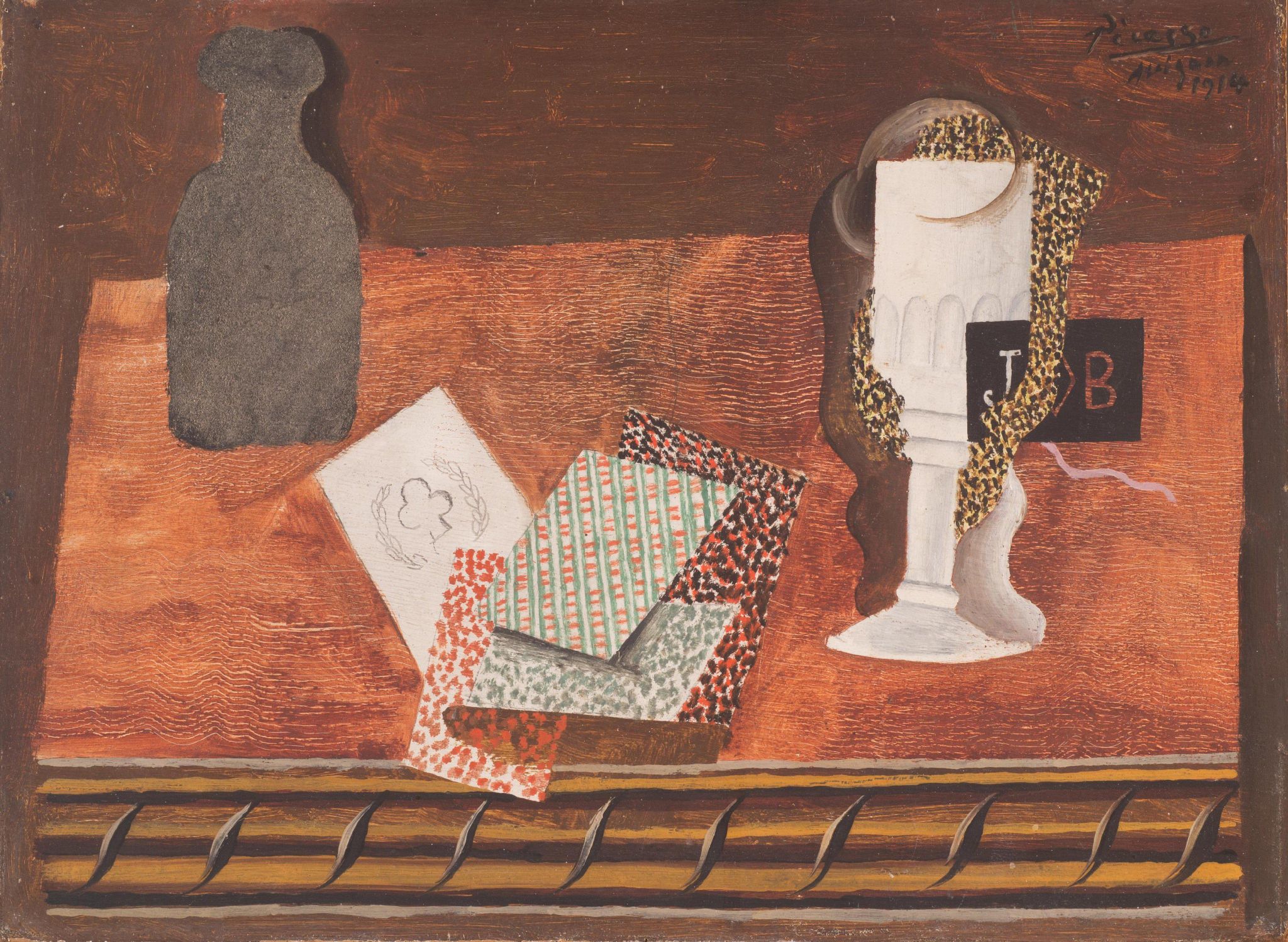 Still Life with a Bottle, Playing Cards, and a Wineglass on a Table