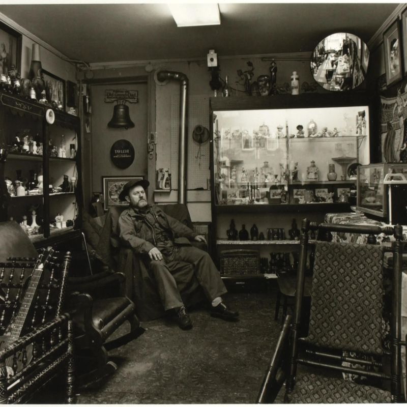 Bernie Zill in his antique shop with no name, 1700 block of Eastern Avenue, Fells Point