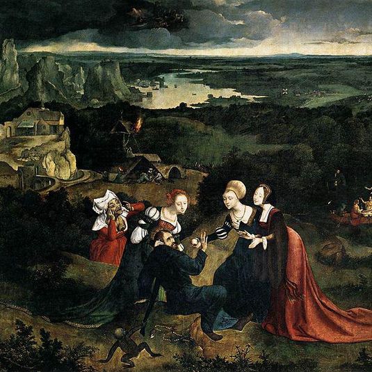 Пейзаж с искушением святого Антония (картина Патинира)