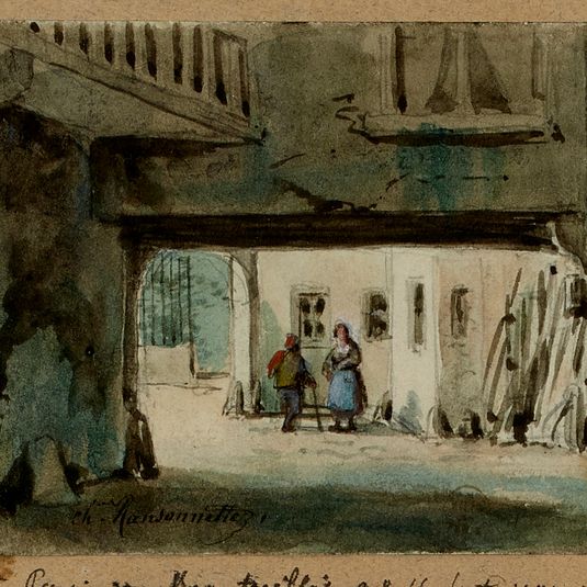 Cour d'une vieille maison dite Petit Hôtel de Charny, 16 rue Beautreillis, 1854