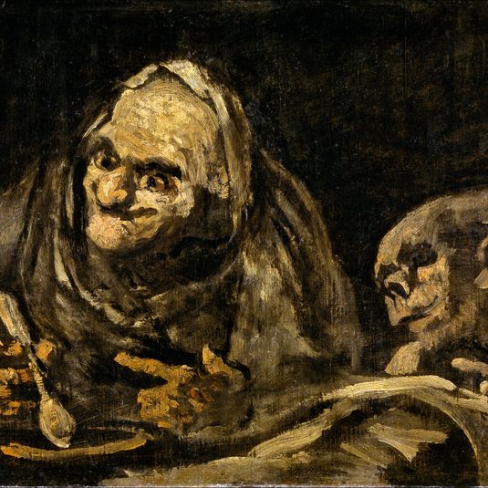Deux vieillards mangeant de la soupe