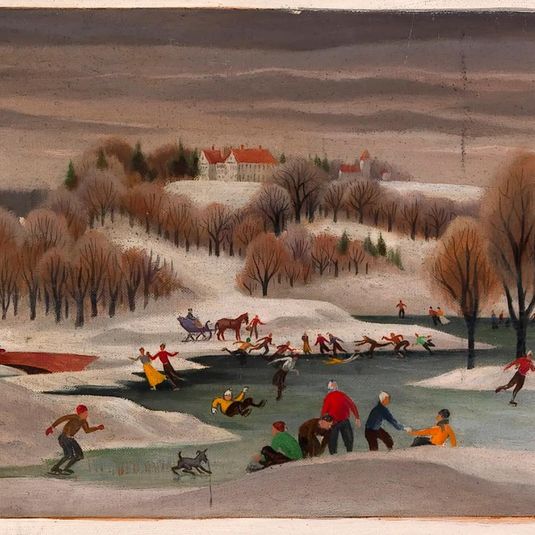 Skating on Bonaparte's Pond (mural study, Bordentown, New Jersey Post Office)