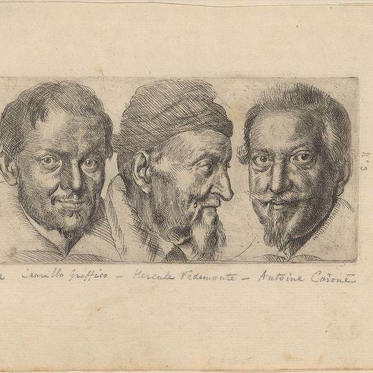 Three portraits possibly representing Camillo Graffico, Ercole Pedemonte and Antonio Carone