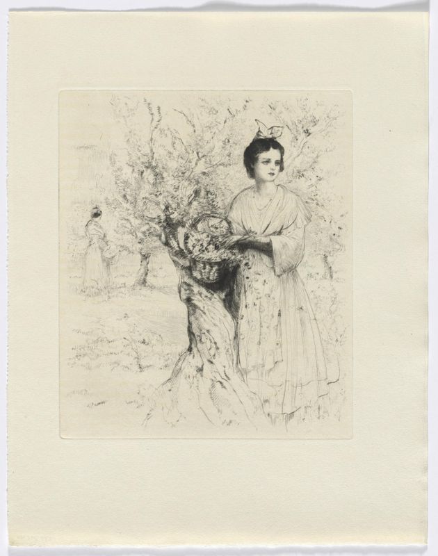 Frédéric Mistral: Mémoires et Recits by Frédéric Mistral: woman outside with a basket of flowers (insert after p. 192)