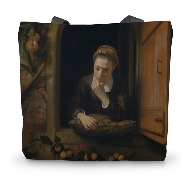 Girl at a Window, known as ‘The Daydreamer’, Nicolaes Maes Canvas Tote Bag Smartify Essentials