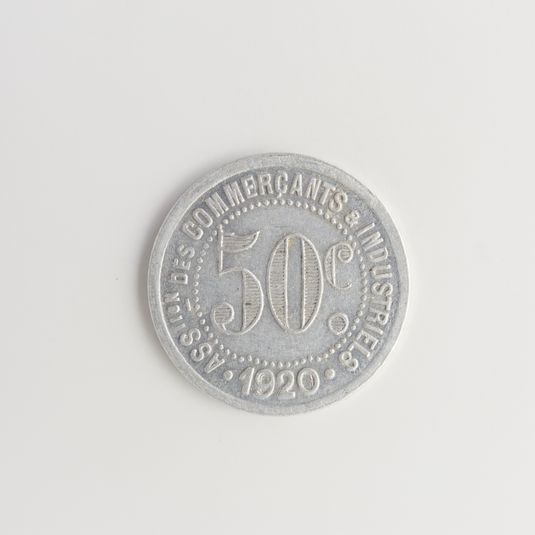 Bon pour 50 centimes de franc de l'Association des commerçants et industriels de Maison-Laffitte, 1920
