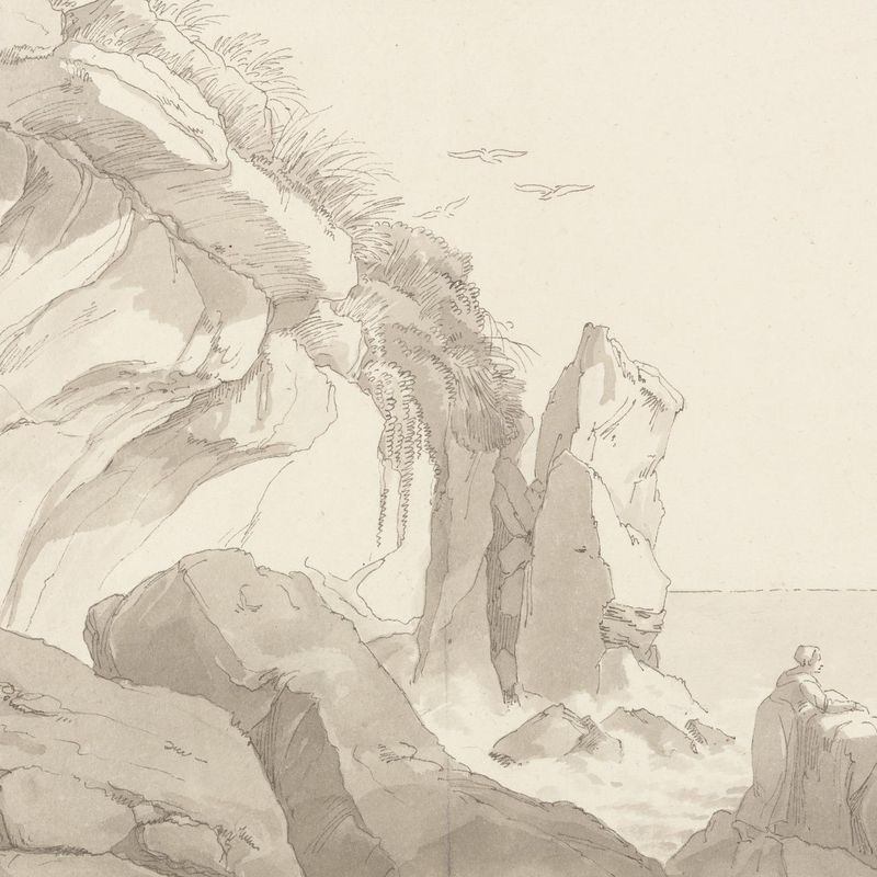 The Warren Near Exmouth, Devon: Figures on Rocks at the Sea's Edge