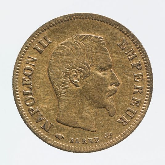 Pièce de 10 francs en or de Napoléon III, 1855