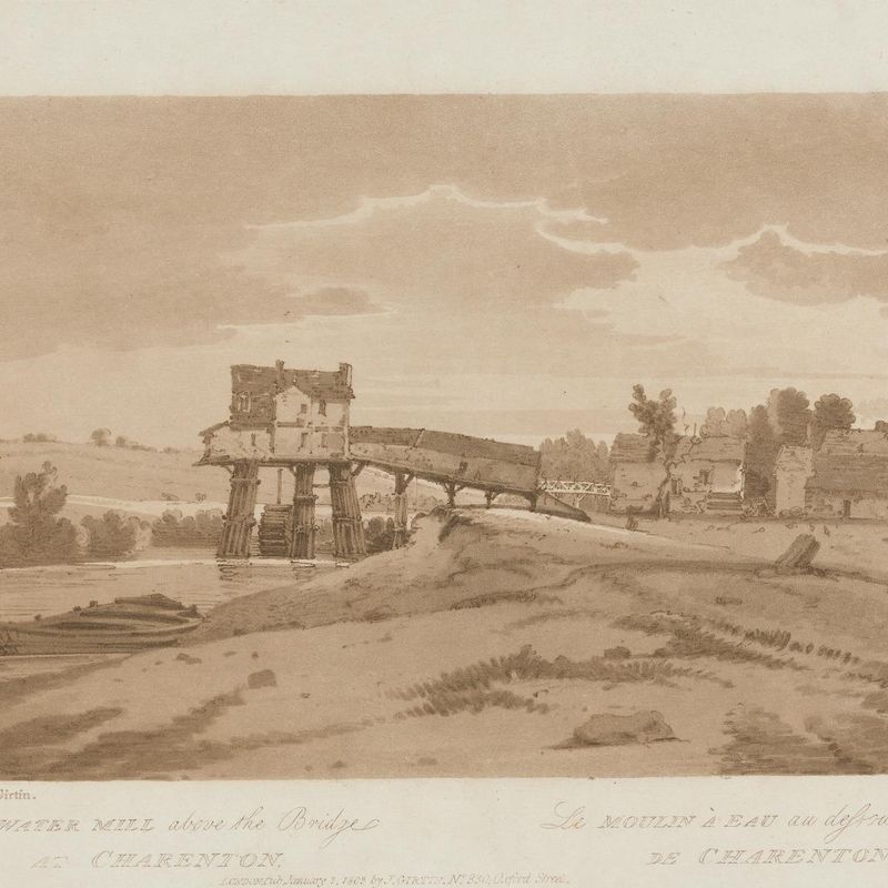 The Water Mill above the Bridge at Charenton 1803; Plate 20 from Views in Paris, the Emanuel Volume tracing of the plate B181.25.2629