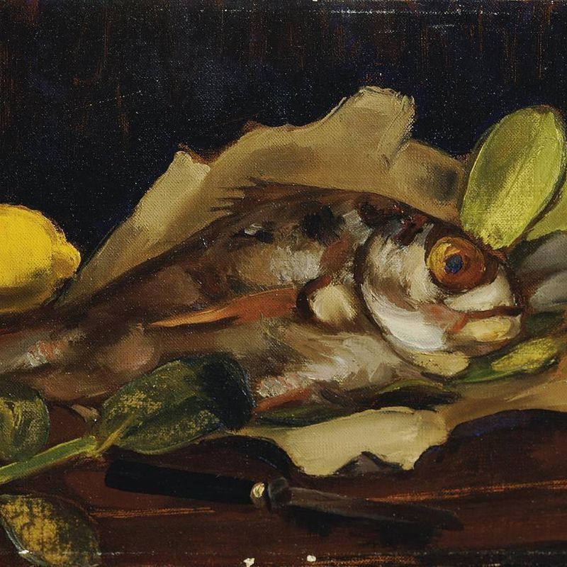 Fish Still Life with Lemon