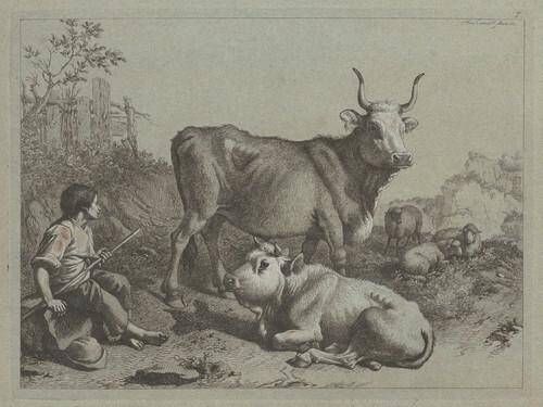 Seated Shepherd with a Bull and Bullock