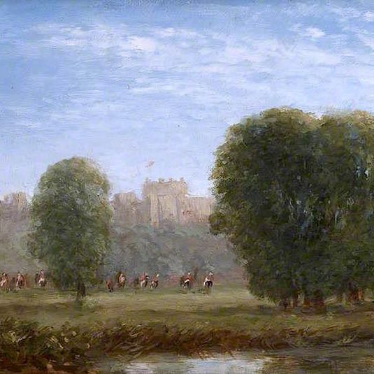 View of Windsor. Life Guards Approaching the River