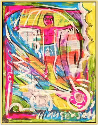 Bright Film Surfer 28x22in  Mixed Media on Paper