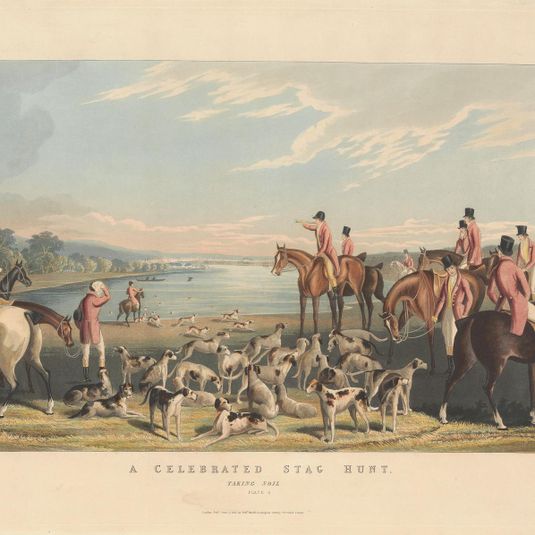 Set of four: A Celebrated Stag Hunt. Plate 3. Taking Soil