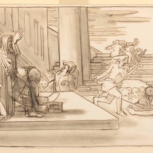 Classical Scene with Seated Leader and Figure Fleeing on Foot
