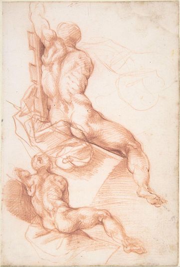 Two Studies of a Seated Male Nude Seen from the Back