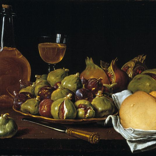 Still Life with Bread Pomegranates Figs and Tableware